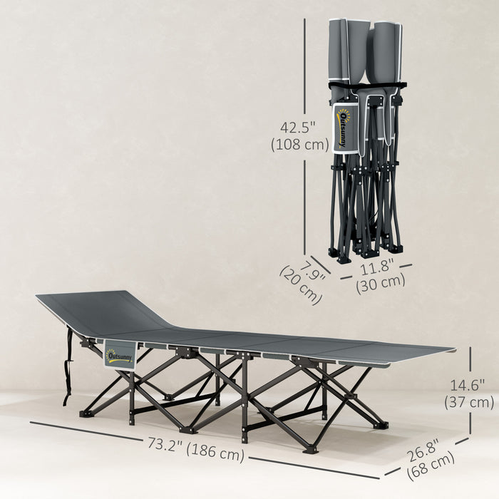 Outsunny Camping Cot for Adults with Cushion, Folding Bed, Black