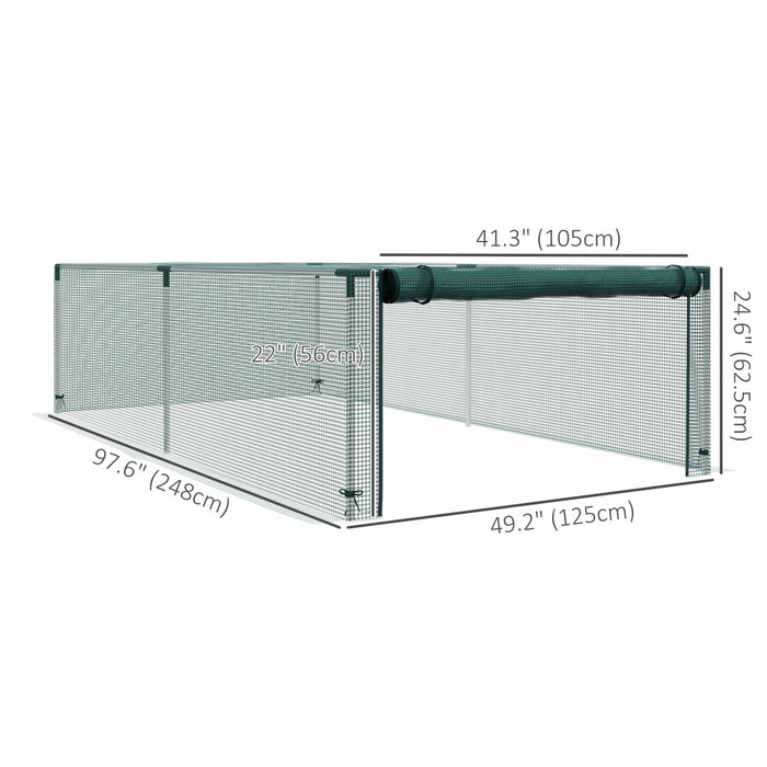 Outsunny 8' x 4' Crop Cage, Plant Protector with Zipper Roll-Up Door