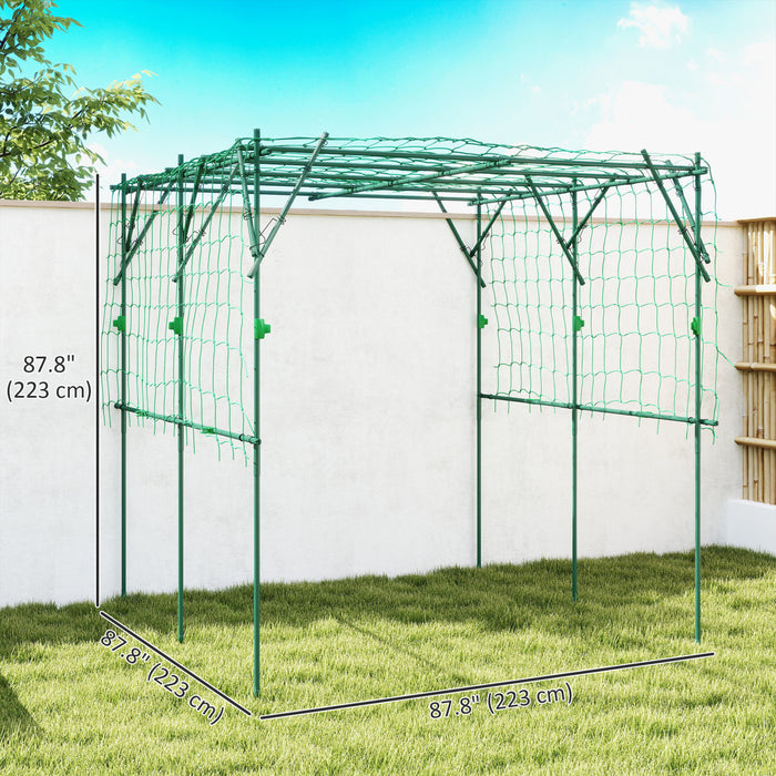 Outsunny Garden Arch Trellis, 7.3 FT Tall Cucumber Trellis, Green