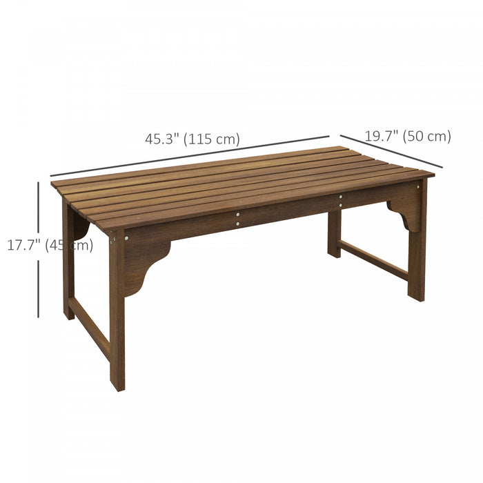 Outsunny Wooden Garden Stool with Slatted Seat Front Porch Bench, Teak