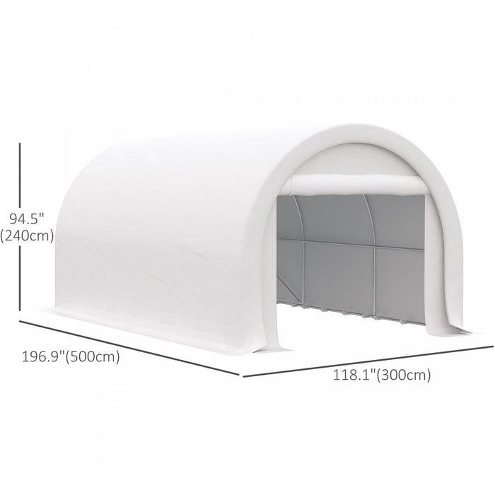 Outsunny 10' X 16' Carport Storage Tent Anti-uv Pe Portable Garage, White