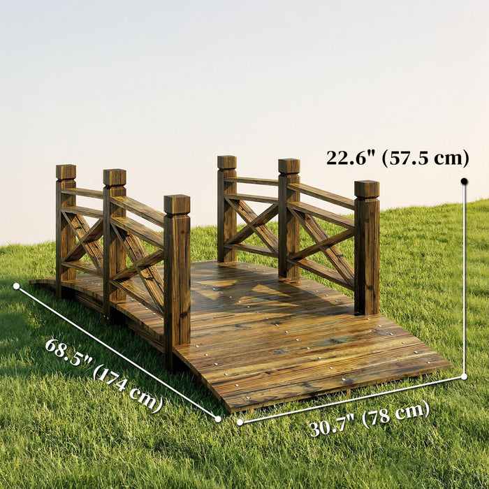 Outsunny Garden Bridge Arc Footbridge Carbonized for Outdoor, Lawn, Pond