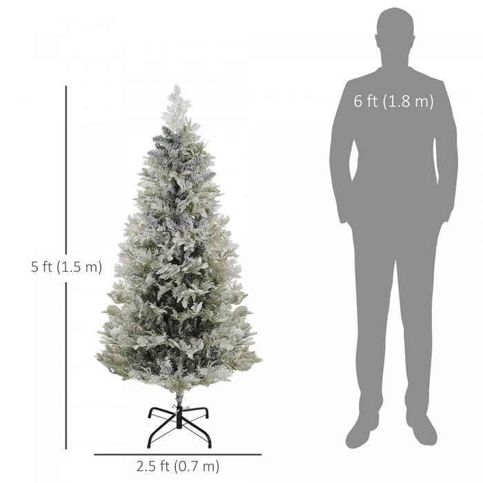 Homcom Flocked Pencil Artificial Christmas Tree With Realistic Branch Tips