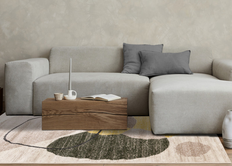 Marley Green Yellow Taupe Geometric Area Rug - 7'10\" x 10'6\"
