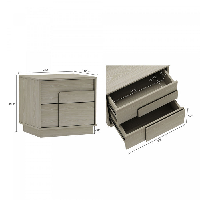 Horizon Modern 22\" Nightstand in Whitewashed Oak (2-Drawer)