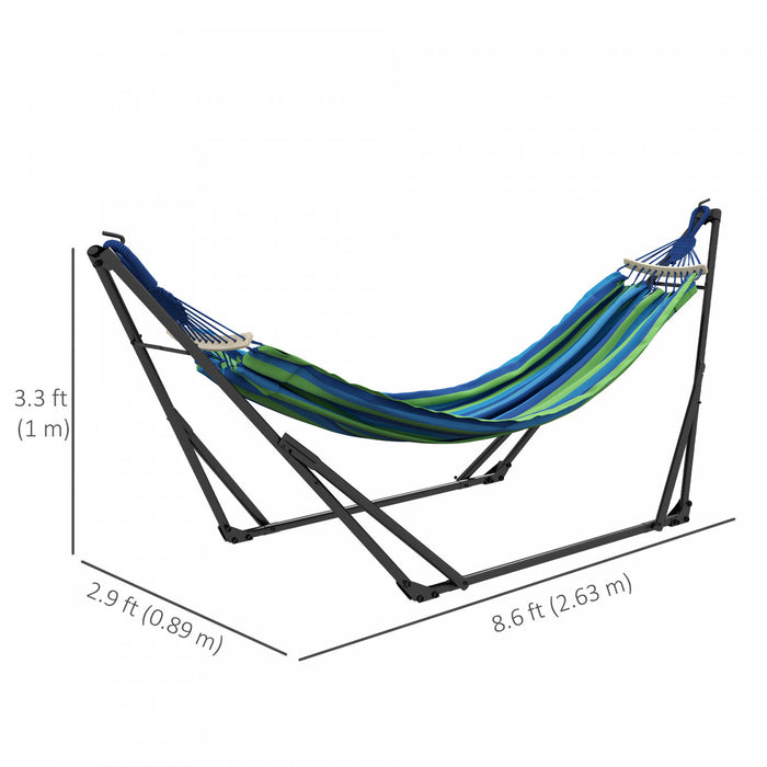 Outsunny Foldable Hammock Stand W/ Hammock, 2-in-1 Portable Hammock, Blue