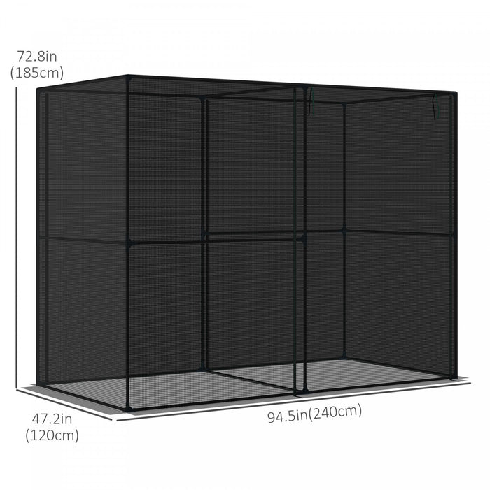 Outsunny 4' X 8' Crop Cage, Plant Protection Tent With Zippered Doors For Vegetable Garden, Backyard, Black