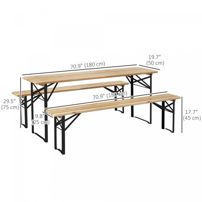 Outsunny 3 Pieces Folding Picnic Table Set