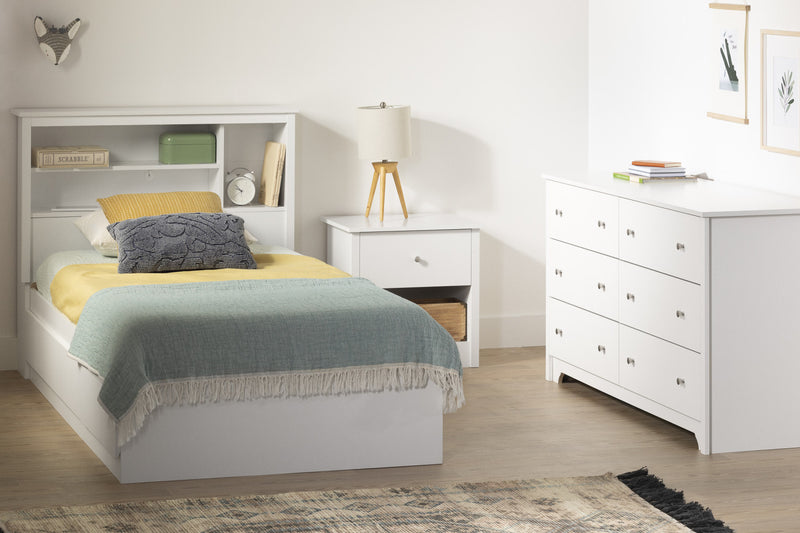 Vito Mate's Platform Storage Bed With 3 Drawers - Pure White 