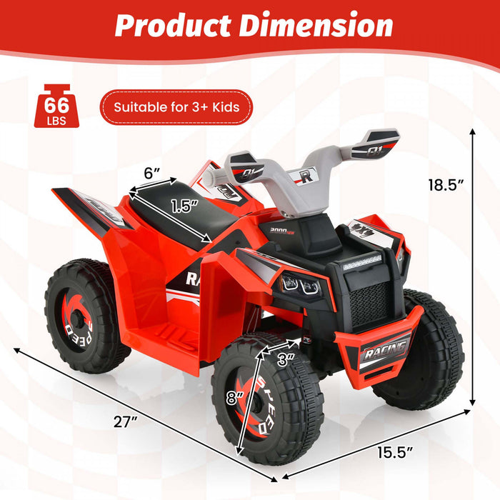 Costway Kids Ride On Atv 4 Wheeler Quad Toy Car 6v Battery Powered Motorized Toy Red