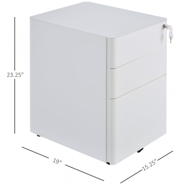 Vinsetto 3 Drawer Filing Cabinet With Lock