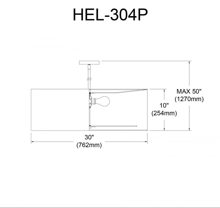 Dainolite Helena 4 Light Pendant 30\" Dia Polished Chrome Finish Black Shade White Diffuser Lamp