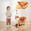 Qaba Rocking Horse for Toddlers 1-3 Years, Deer Baby Rocking Horse with Seat Belt, Stuffed Plush Ride-On Animal with Sounds, Wooden Rocker for Birthday or Christmas Gift, Brown