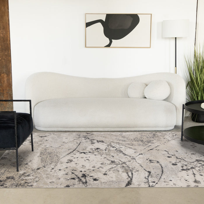 Sophie Grey Beige Black White Paint Splatter Design Rug, 7'10\" x 10'6\" Indoor Area Rug