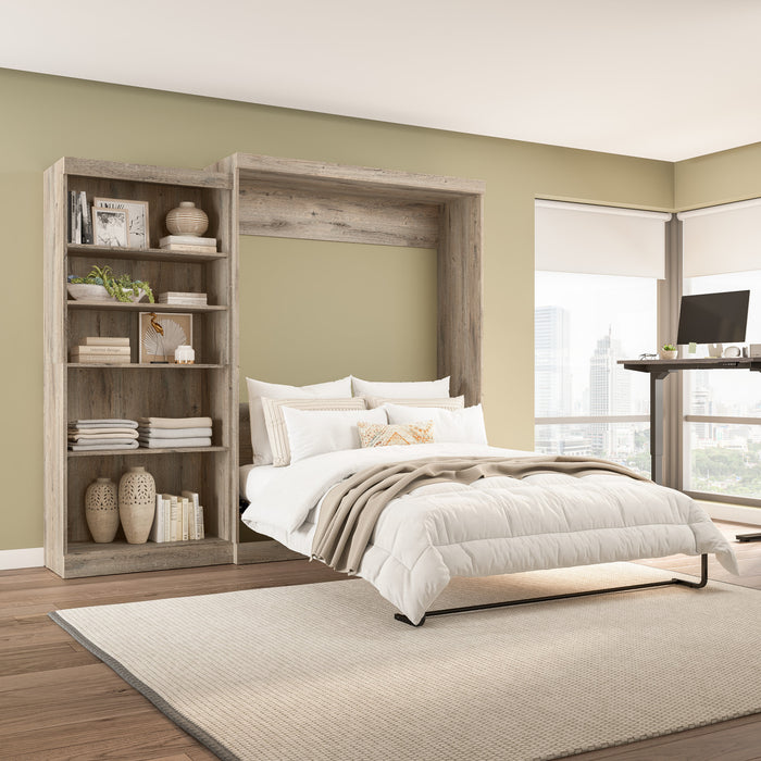 Bestar Pur Queen Murphy Bed with Closet Organizer (101 W) - Rustic Brown