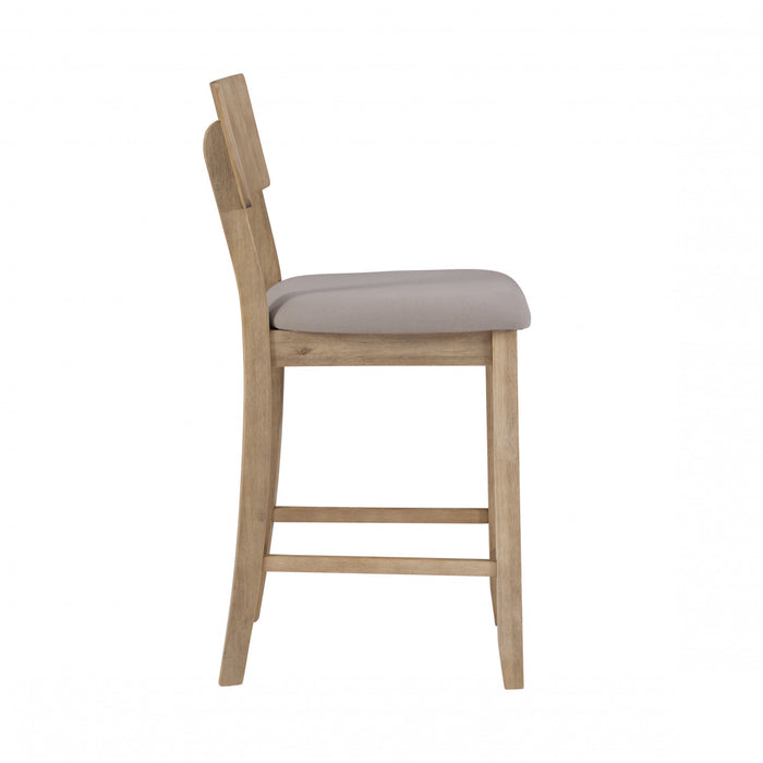 Jorissen Linen-Look Fabric Counter-Height Stool - Grey