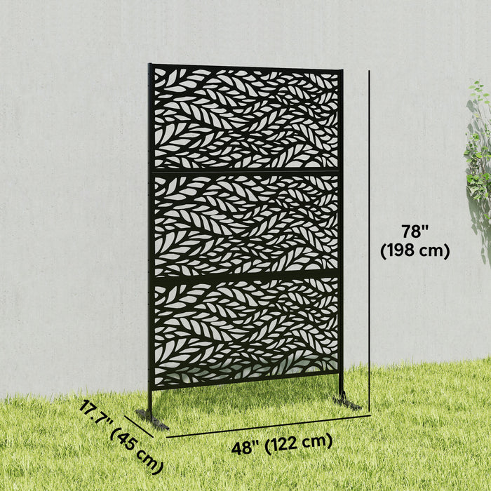 Outsunny Outdoor Privacy Screen, Freestanding Outdoor Divider, Black