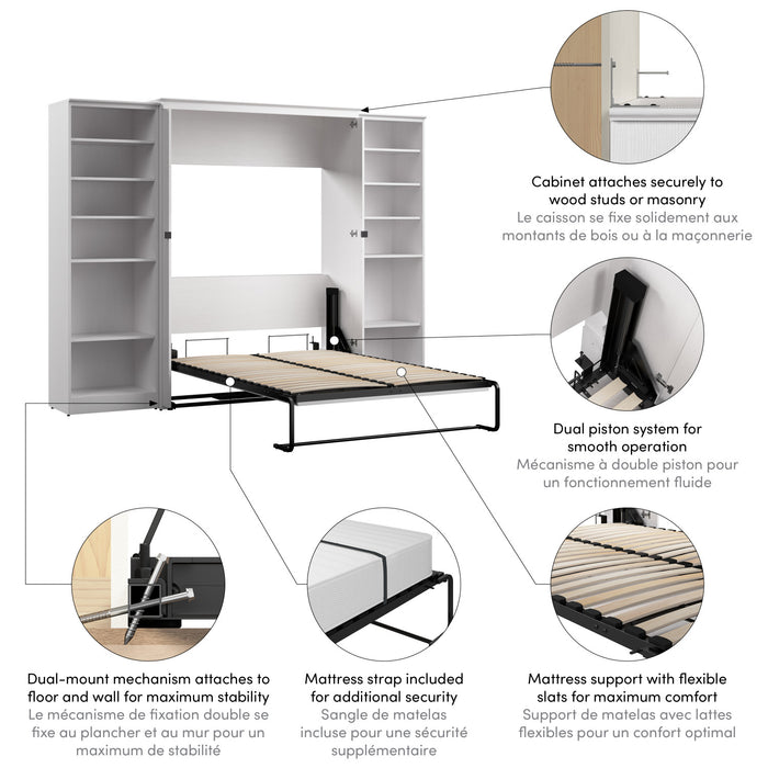 Bestar Key West Full Murphy Bed with Closet Organizers (113 W) - Pure White Oak