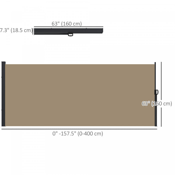 Outsunny 13' X 5' Retractable Side Awning, Garden Privacy Screen, Khaki