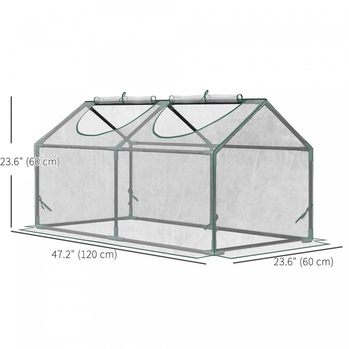 Outsunny 47\"x24\"x24\" Portable Mini Tunnel Greenhouse With 2 Windows, Clear