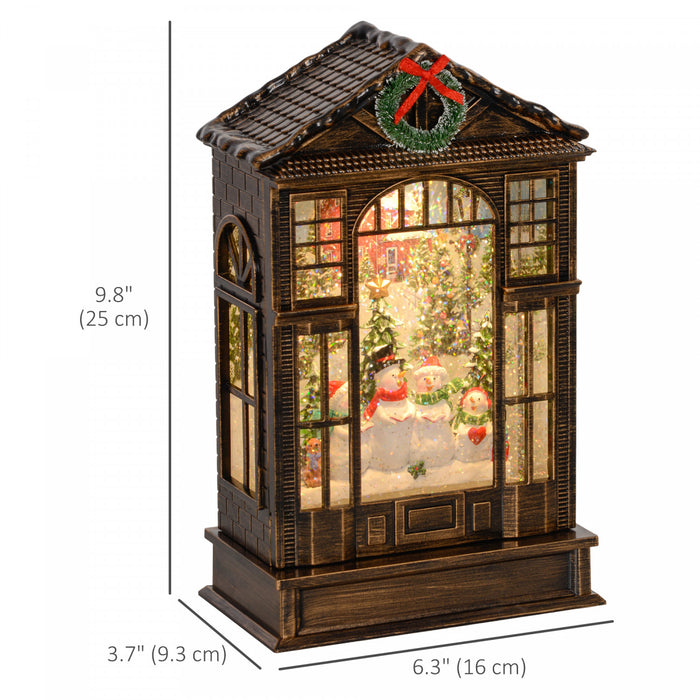 HOMCOM Christmas Snow Globe Lantern w/ Lights, Music and Swirling Glitter