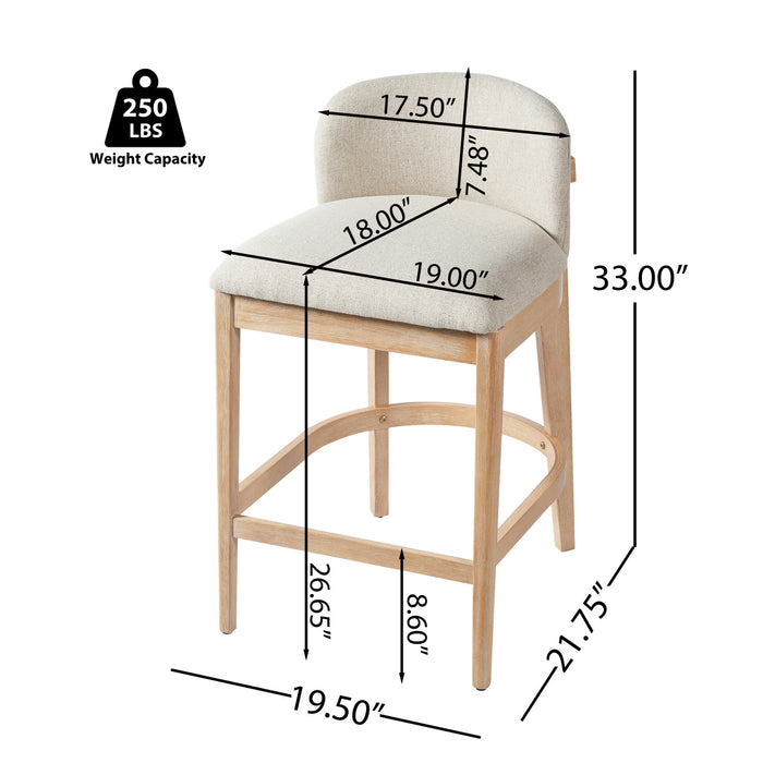 Calista Rubber Wood Counter Stool Set of 2,Natural