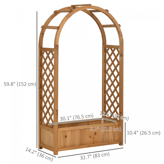 Outsunny Raised Garden Bed with Arch Trellis Outdoor Planter Box, Brown
