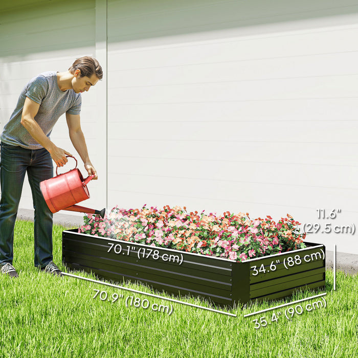 Outsunny Raised Garden Bed with 2 Trellis Tomato Cages, Black