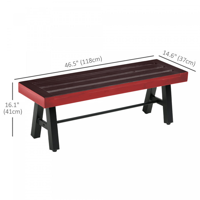 Outsunny 2 Pcs Patio Wooden Bench Outdoor Park Bench W/ Slatted Seat, Brown