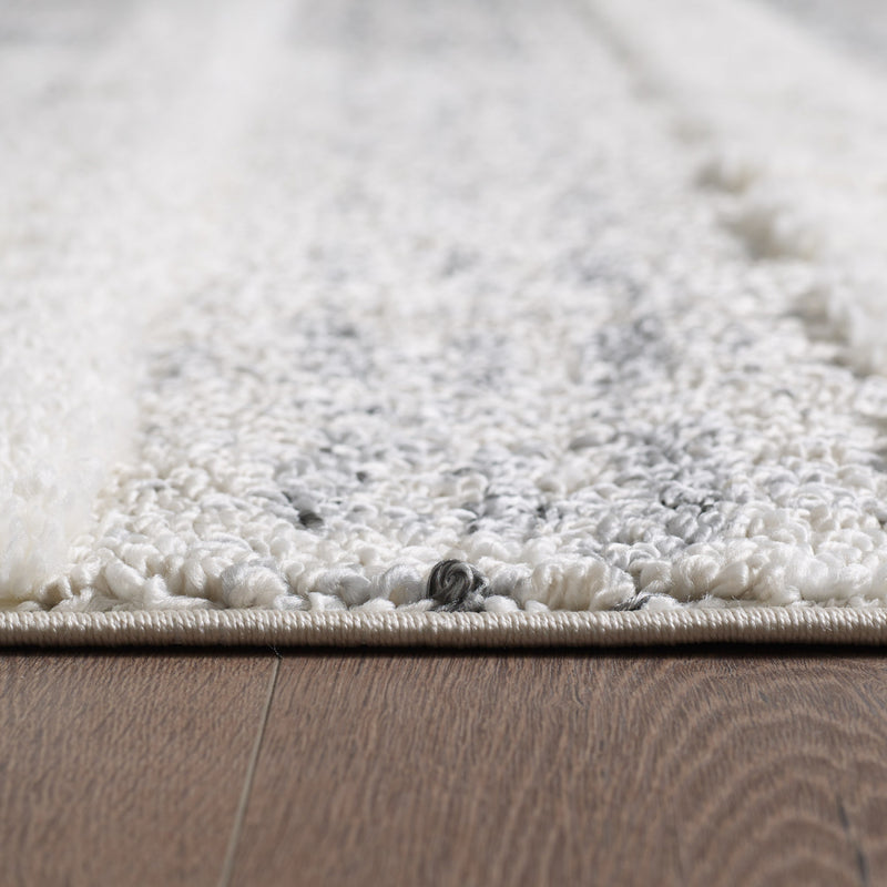Lola Geo Moroccan Cream Shag Area Rug - 6'7