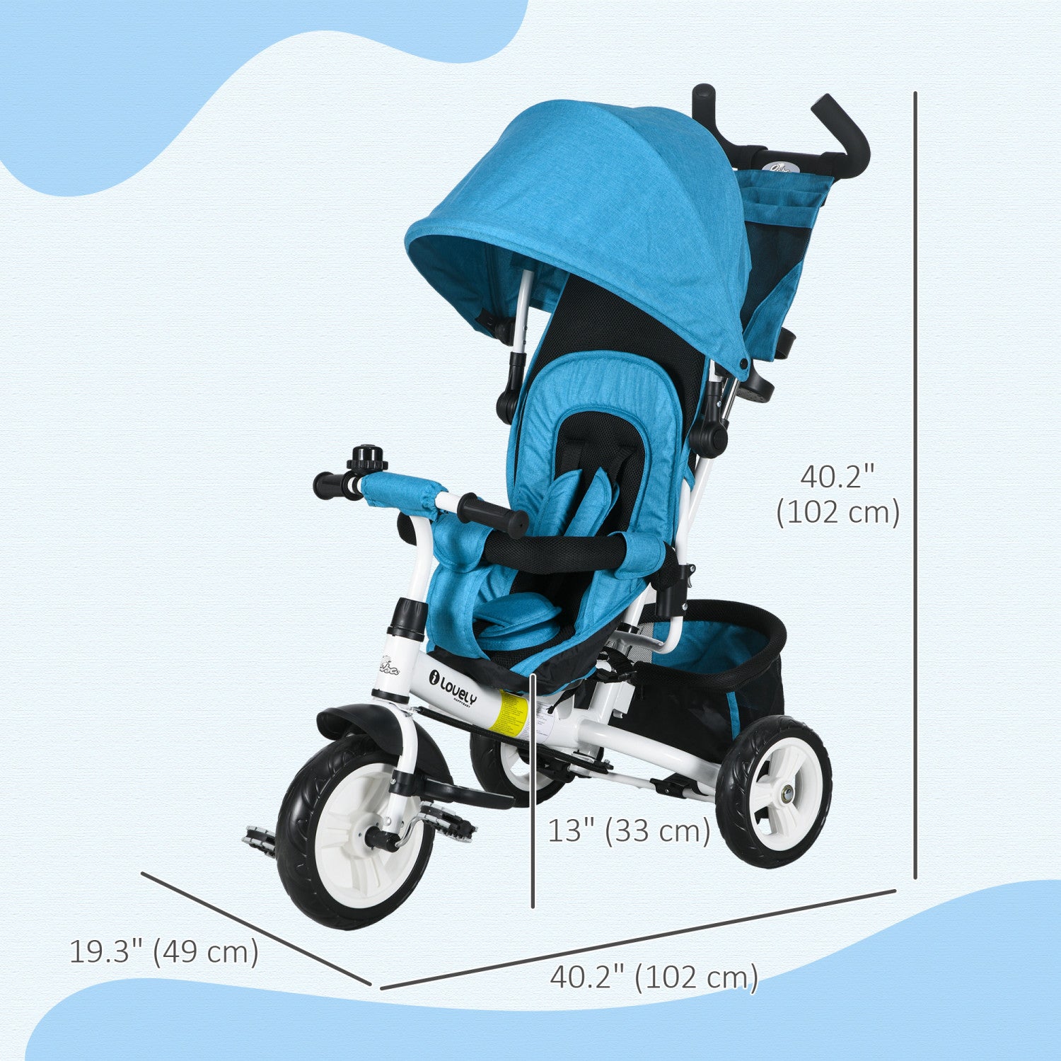 baby kidsリーフ Qaba 6 In 1 Toddler Tricycle, Kids Trike With Foldable Canopy