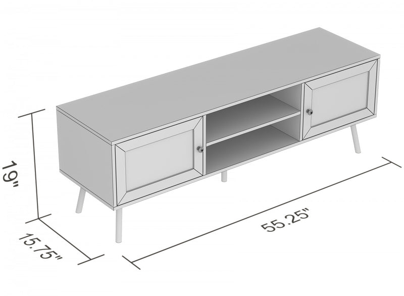 TV Stand With 2 Doors And 2 Shelves - Brown Natural Wood Look