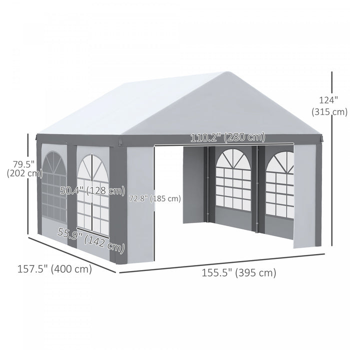 Outsunny 13 X 13ft Party Tent With Sides, 4 Windows And 2 Doors