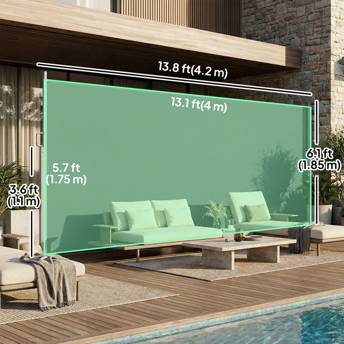 Outsunny Retractable Side Awning, Outdoor Privacy Screen, Dark Grey