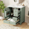 Emma 30" Solid Wood Bathroom Vanity with Ceramic Sink and Soft-Close Door, Green | Emma Meuble-lavabo en bois massif de 30" avec vasque en ceramique et porte a fermeture douce, Vert