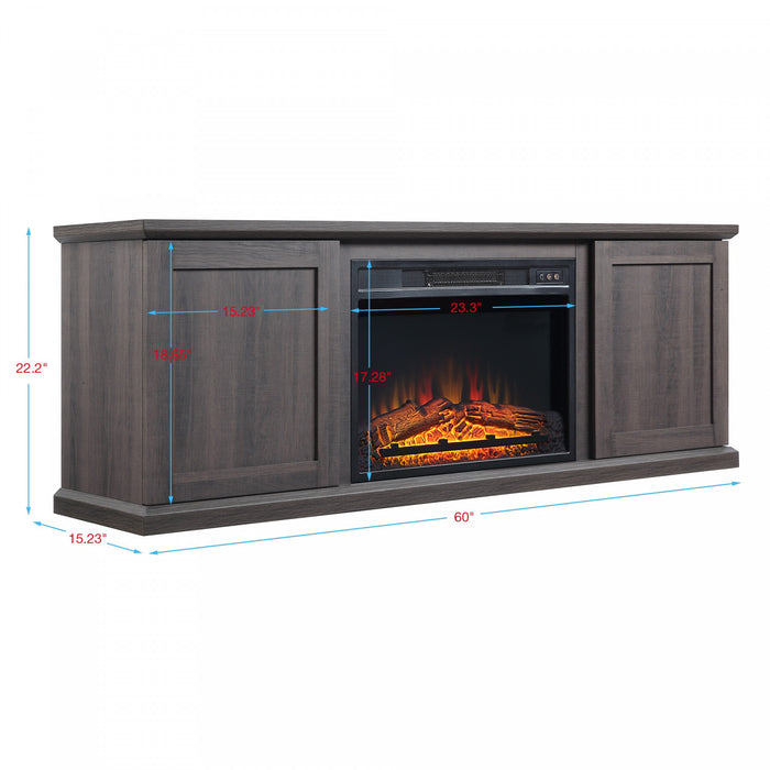 Franklin Modern Farmhouse 2-Piece Electric Fireplace in Black and Brown