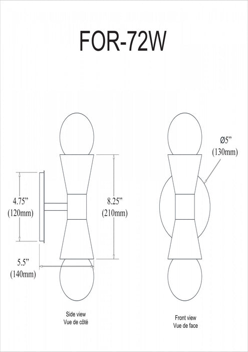 Dainolite Fortuna 2 Light Wall Sconce Aged Brass & Matte Black Lamp