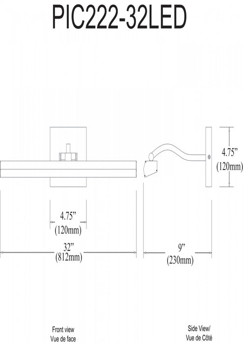 Dainolite Leonardo 32\" Picture Light 40w Aged Brass With Frosted Glass Diffuser Lamp
