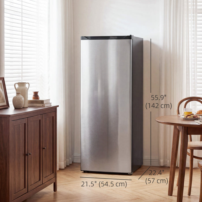 HOMCOM 7.0 Cu.Ft Upright Freezer, Compact Stand Up Freezer for Home, Silver