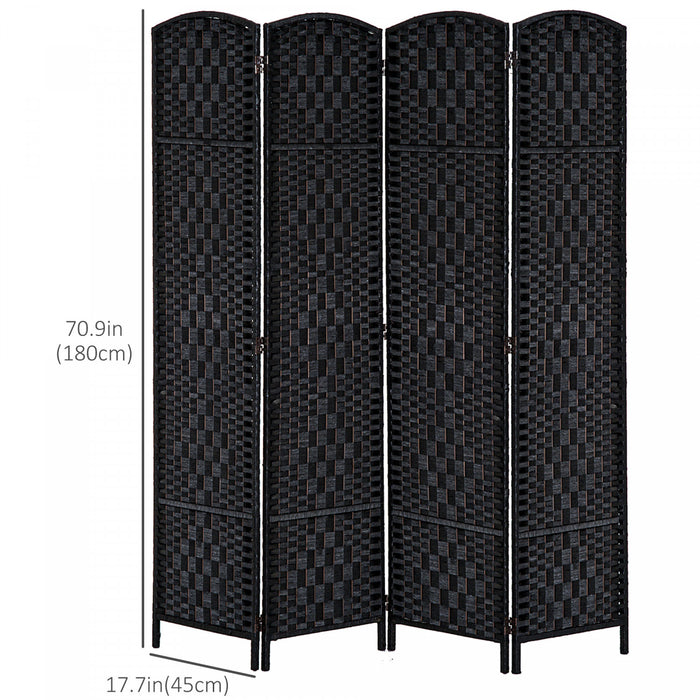 Homcom Double Hinged Woven Wicker Room Divider And Privacy Screens