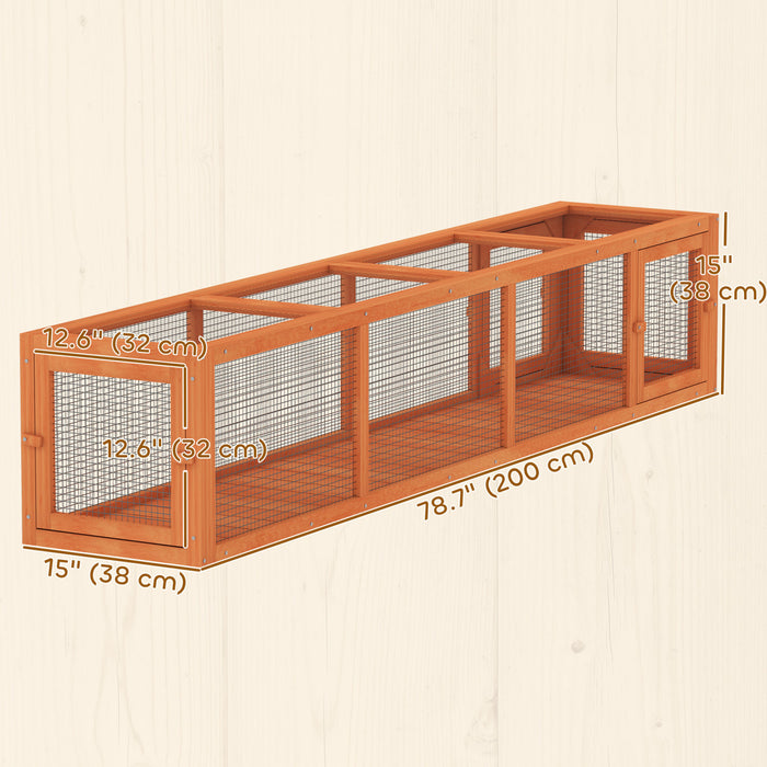 PawHut Catio Outdoor 79\"L Cat Tunnel, Cat Enclosure DIY L- Shape with Extendable Design, Kitty shelter with Weather Protection, Removable Door, Orange