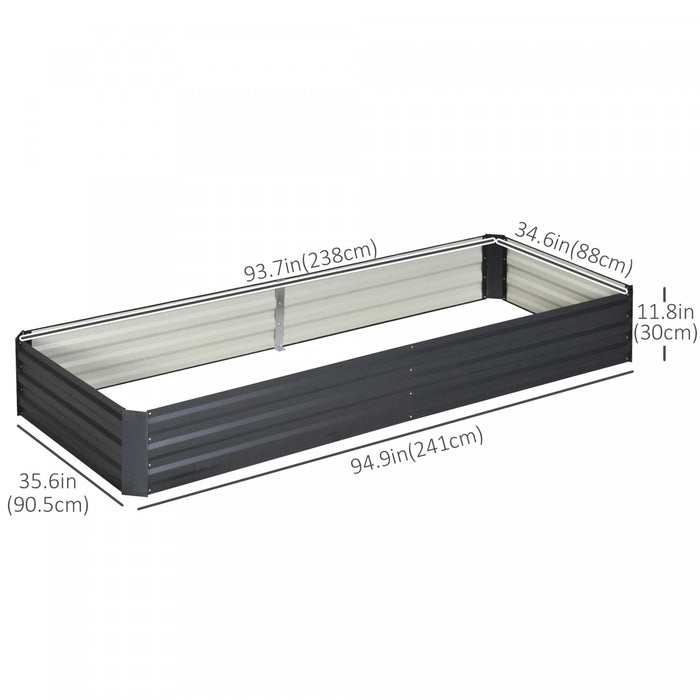 Outsunny 95\" X 36\" X 12\" Galvanized Raised Garden Bed, Metal Elevated Planter Box, Easy Diy And Cleaning For Growing Flowers, Herbs, Succulents, Gray