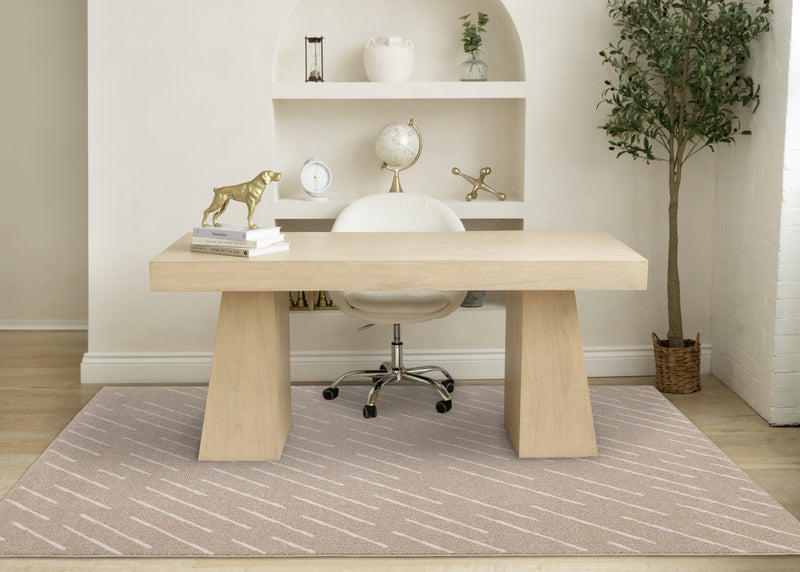 Covington Beige Cream Diagonal Rain Streaks Design Rug, 7'10\" x 10'6\" Indoor Area Rug