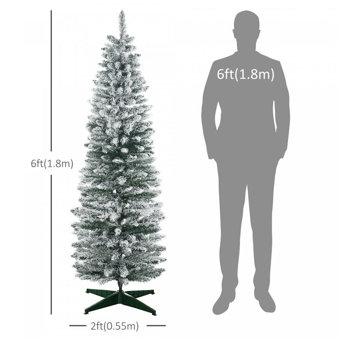 Homcom Pencil Artificial Christmas Tree With Snow-flocked Branches