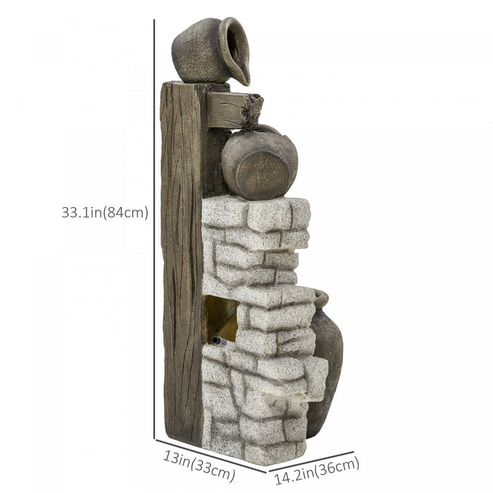Outsunny Wine Jars Waterfall Fountain 4-tier Outdoor Fountain Water Feature