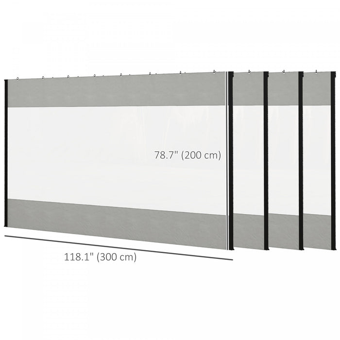 Outsunny Pergola Curtains With Large Windows For 10' X 10' Pergola, 4 Pack