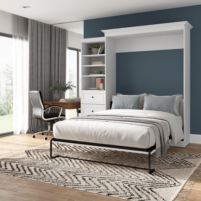 Bestar Versatile Queen Murphy Bed and Closet Organizer with Drawers (92 W) - White