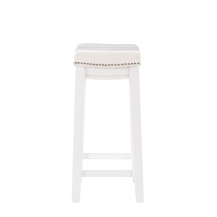 Claridge Fabric Backless Counter-Height Stool - White