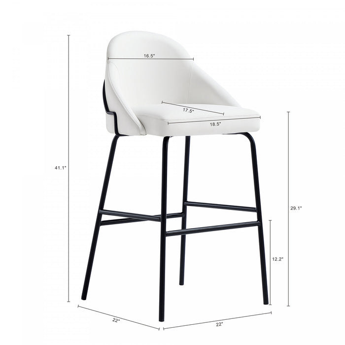Gracie Modern Metal Upholstered Barstool in White and Black - Set of 2