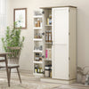 HOMCOM 70" Tall Kitchen Pantry Storage Cabinet with Door Shelves, Cream